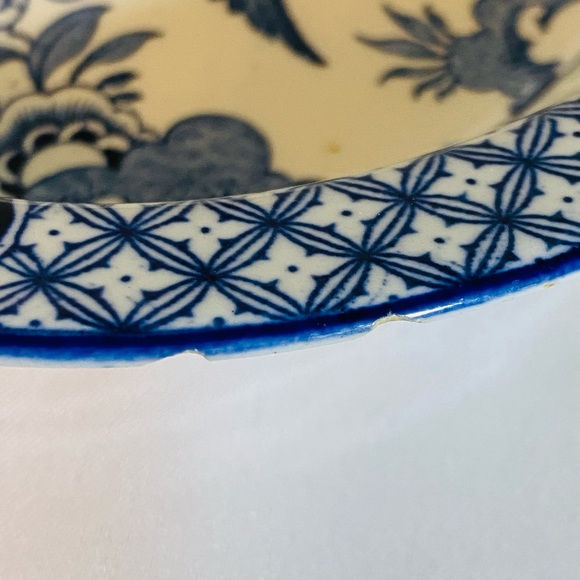 Antique Yuan Wood & Sons England Oval Deep Dish 10x7.25 Inches Blue & White - Picture 9 of 13